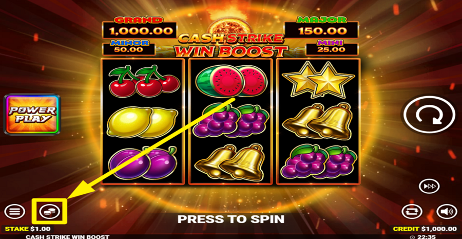 Cash Strike Win Boost Adjust Bet