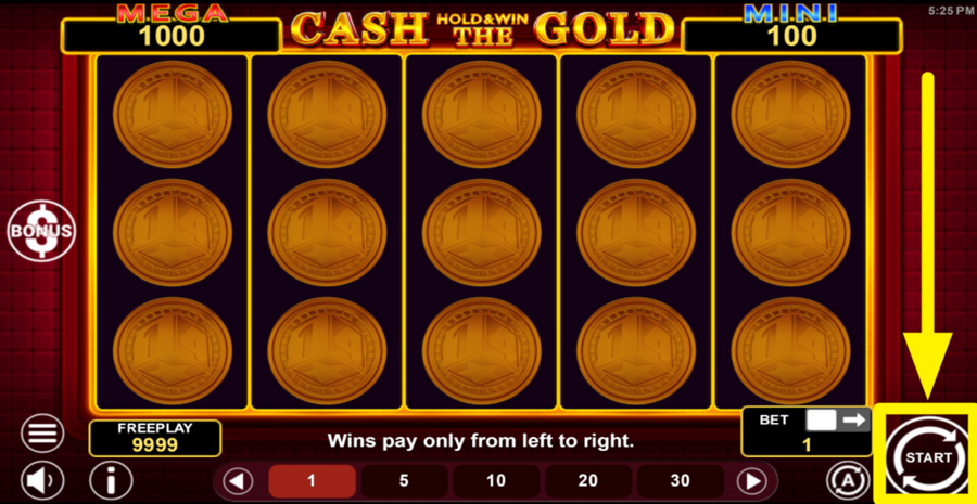 Cash The Gold Hold And Win Spin Button
