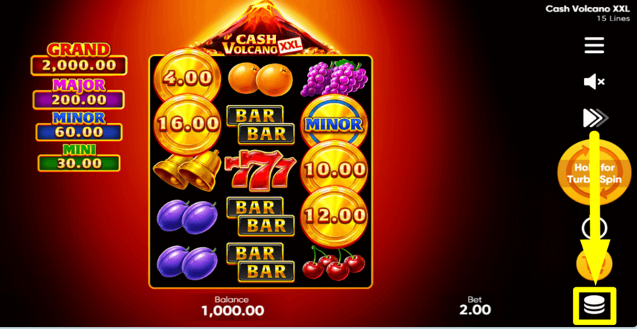Cash Volcano Xxl Hold And Win 3x5 Bet Value