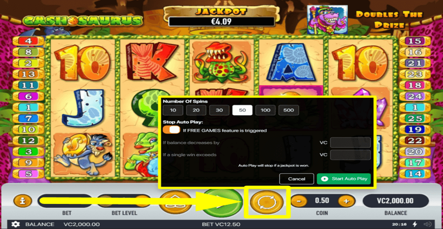 Cashosaurus Autoplay Feature
