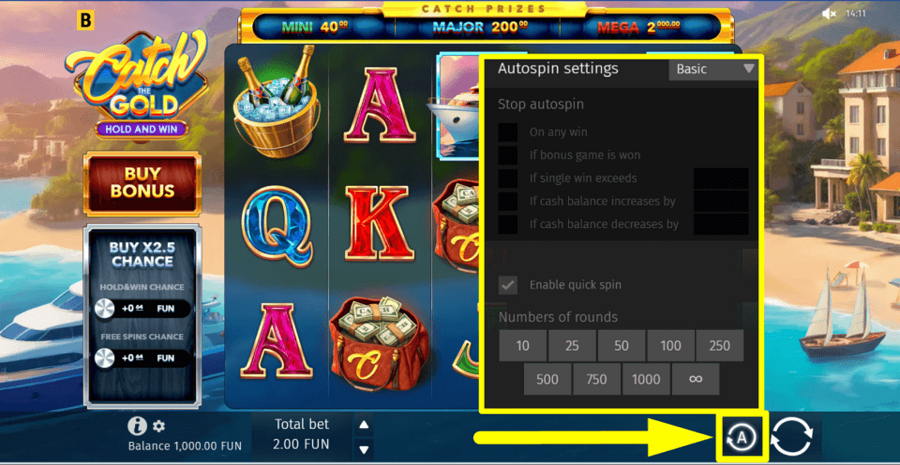 Catch The Gold Hold And Win Autoplay Feature