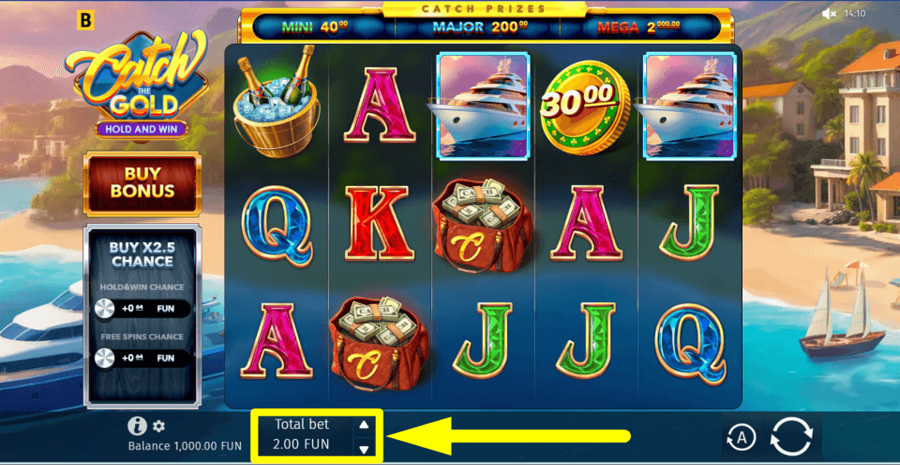 Catch The Gold Hold And Win Bet Value