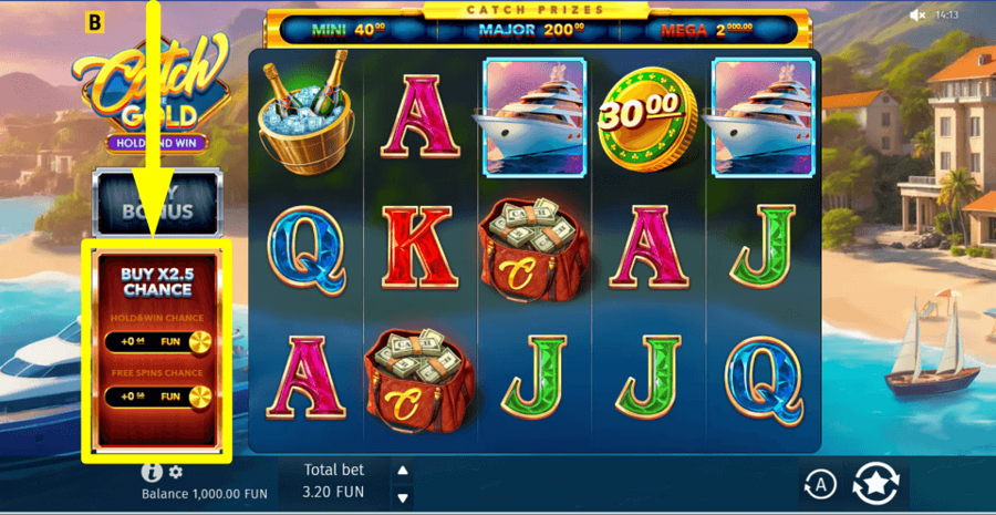 Catch The Gold Hold And Win Chance Feature