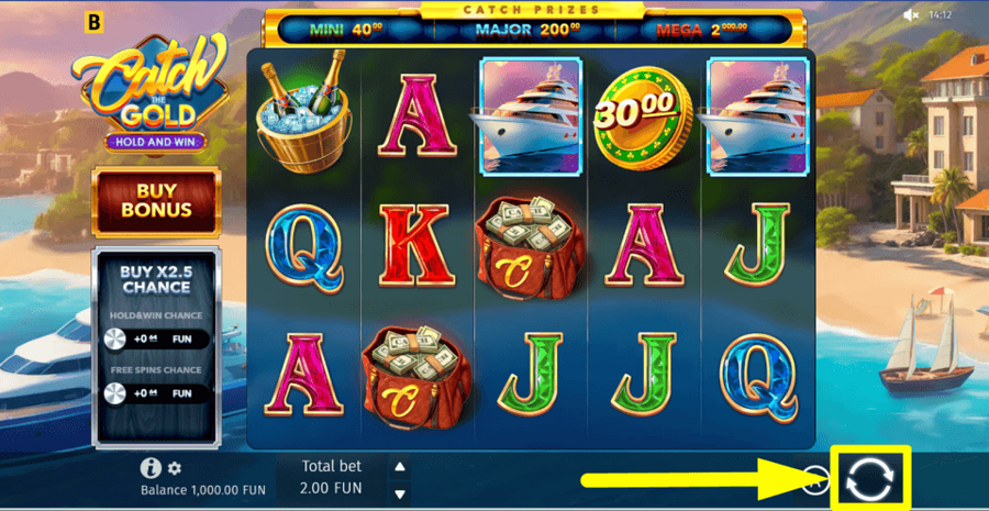 Catch The Gold Hold And Win Spin Button