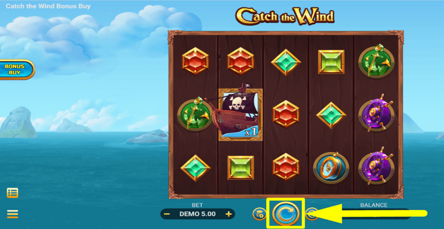 Catch The Wind Bonus Buy Spin Button