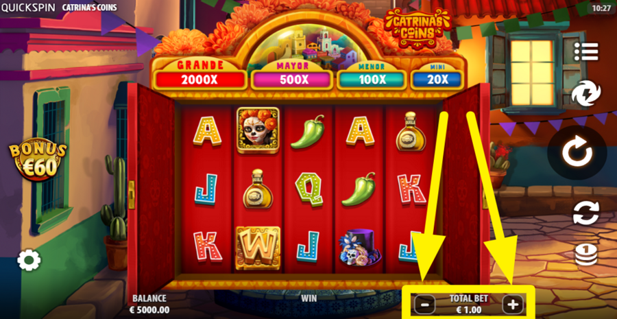 Catrinas Coins Adjust Bet