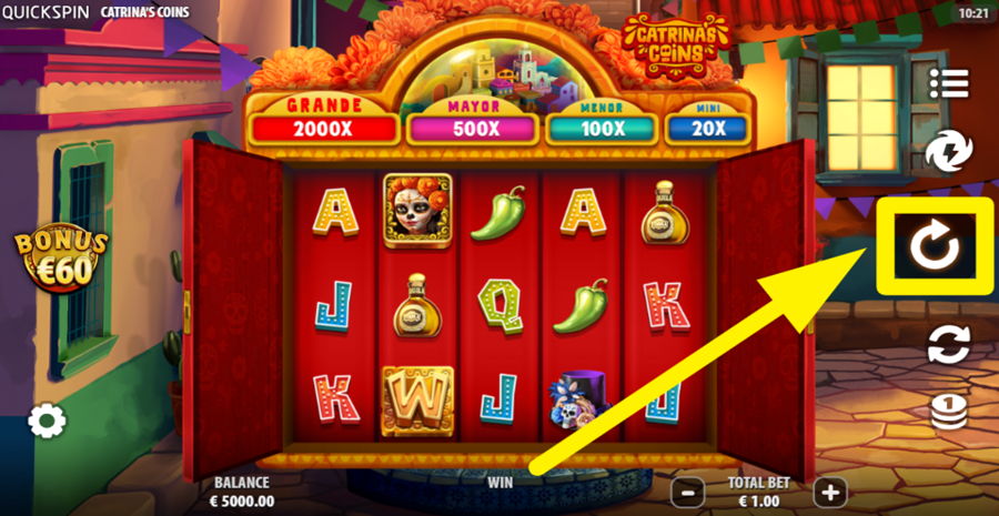 Catrinas Coins Spin Button