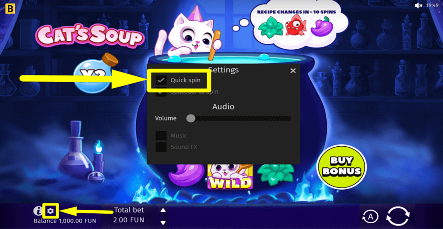 Cats Soup Quick Spin Feature