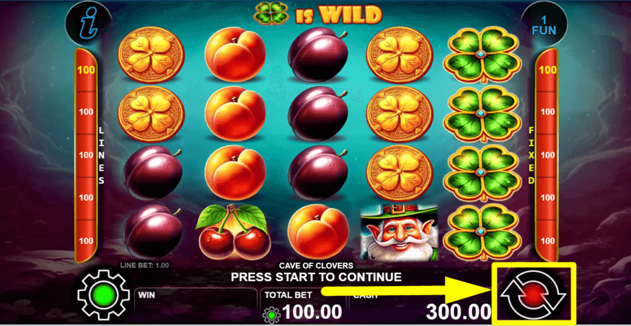 Cave Of Clovers Spin Button