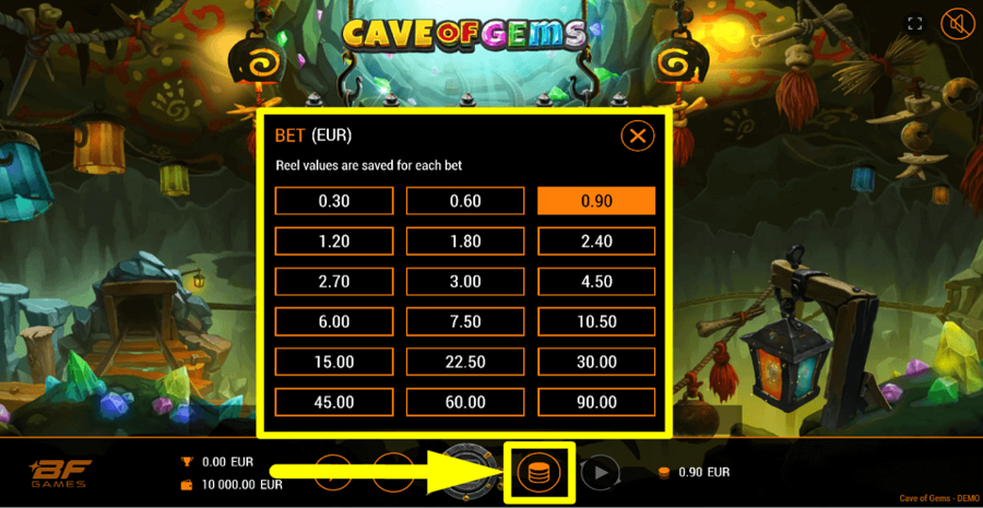 Cave Of Gems Bet Value