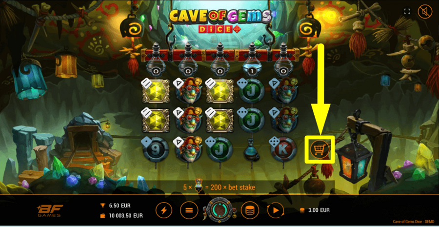 Cave Of Gems Dice Buy Feature