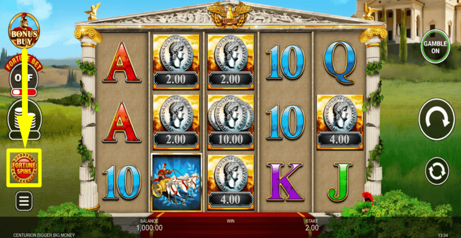 Centurion Bigger Big Money Fortune Spins Feature