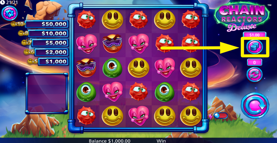 Chain Reactors Deluxe Adjust Bet