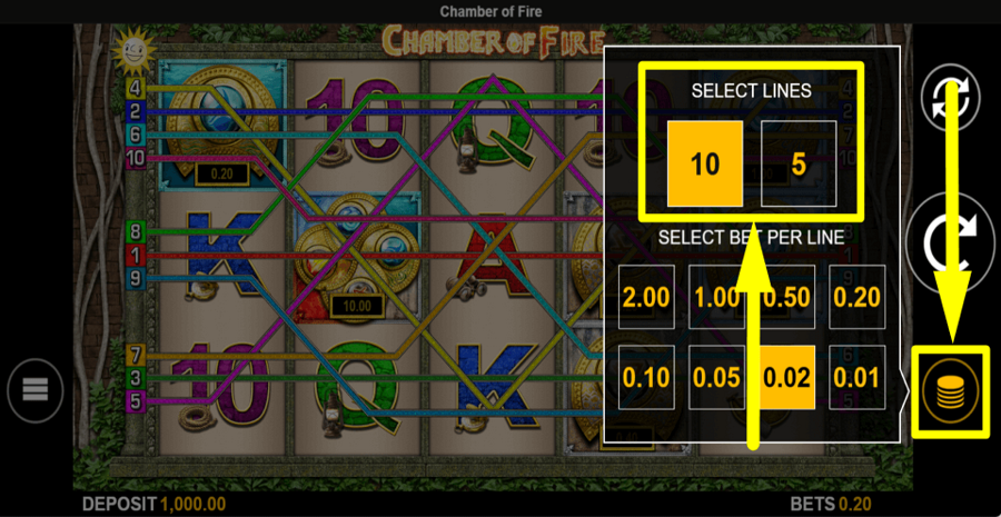 Chamber Of Fire Adjustable Paylines