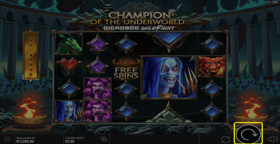 Champion Of The Underworld Spin Button