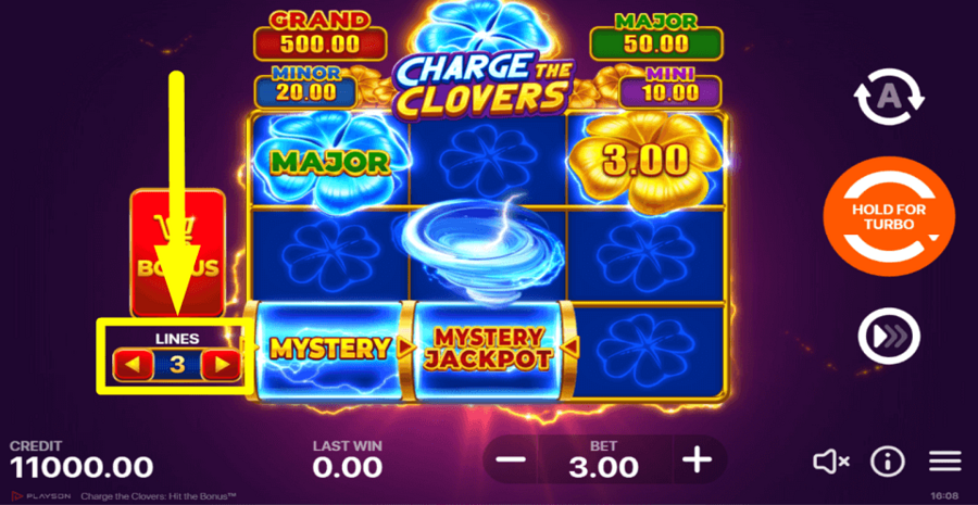 Charge The Clovers Hit The Bonus Adjustable Paylines