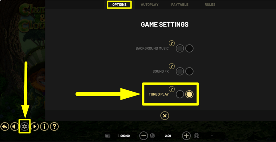 Charms And Clovers Turbo Play Feature