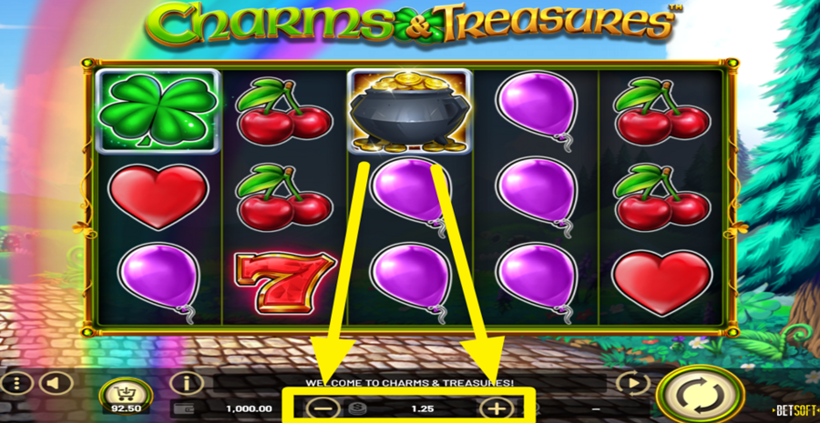 Charms And Treasures Adjust Bet