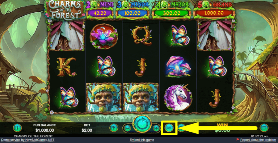 Charms Of The Forest Max Bet Button