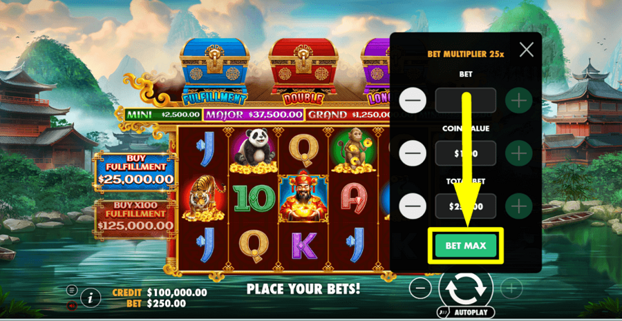 Chests Of Cai Shen 2 Bet Max Button