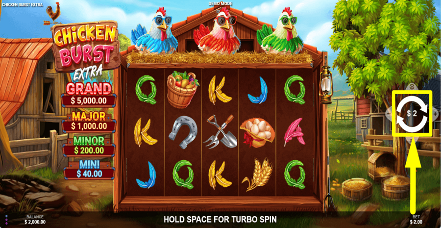 Chicken Burst Extra Spin Button