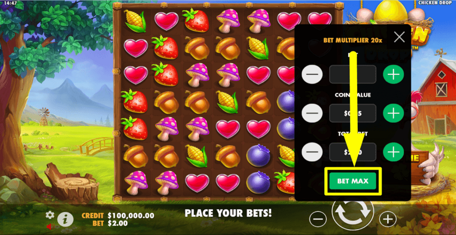 Chicken Drop Bet Max Button