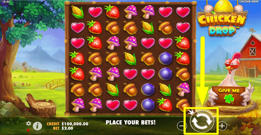 Chicken Drop Spin Button