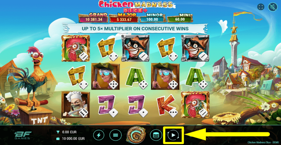 Chicken Madness Dice Autoplay Feature