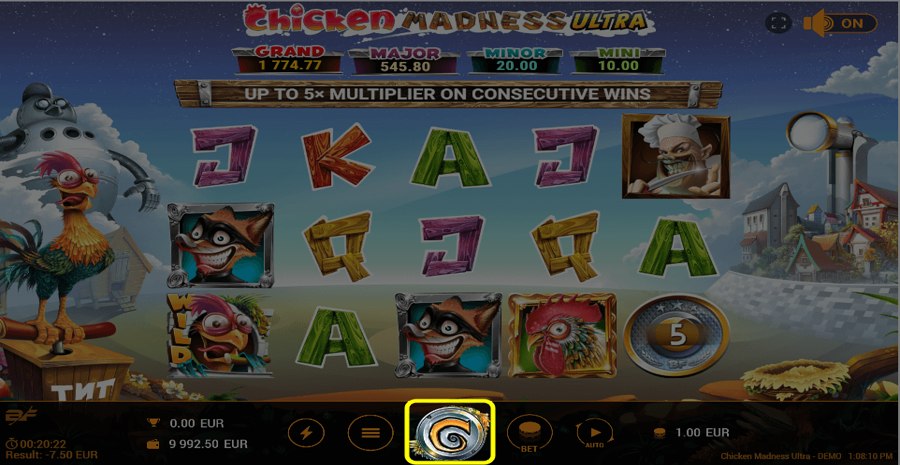 Chicken Madness Ultra Spin Button