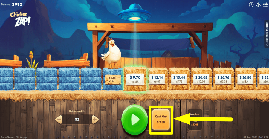Chicken Zap Cash Out Button