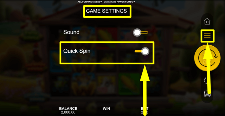 Chickenville Power Combo Quick Spin Feature