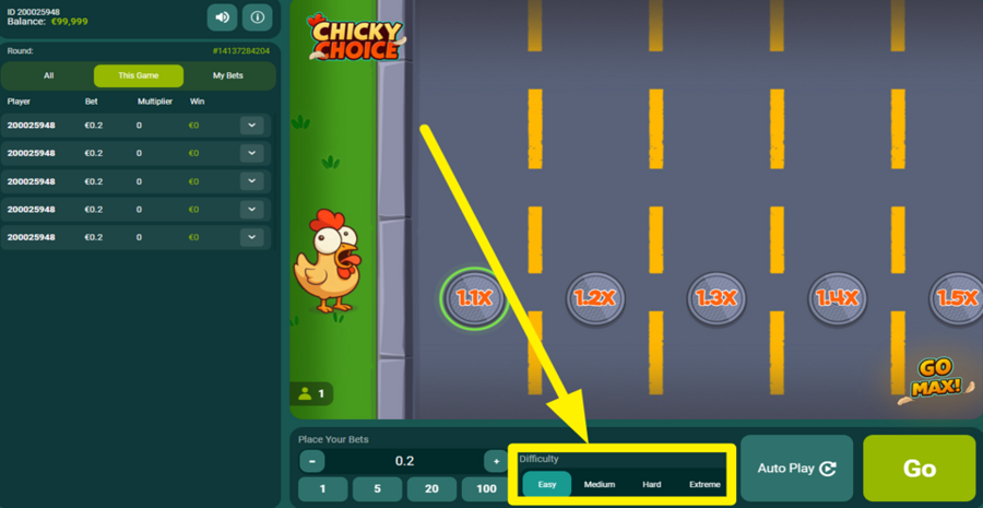 Chicky Choice Adjust Difficulty