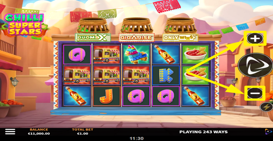 Chilli Super Stars Adjust Bet
