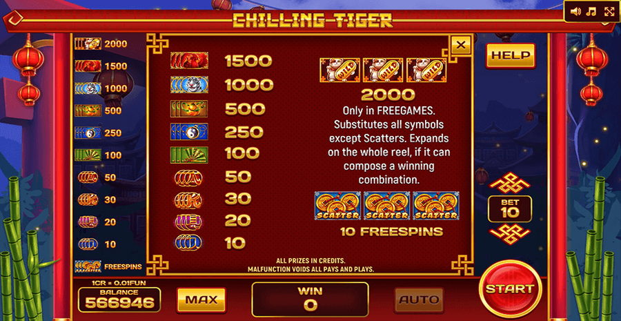 Chilling Tiger Paylines