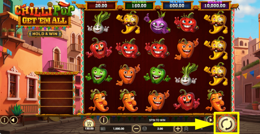 Chillipop Get Em All Hold And Win Spin Button