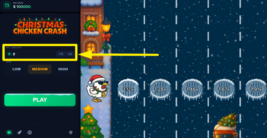 Christmas Chicken Crash Adjust Bet