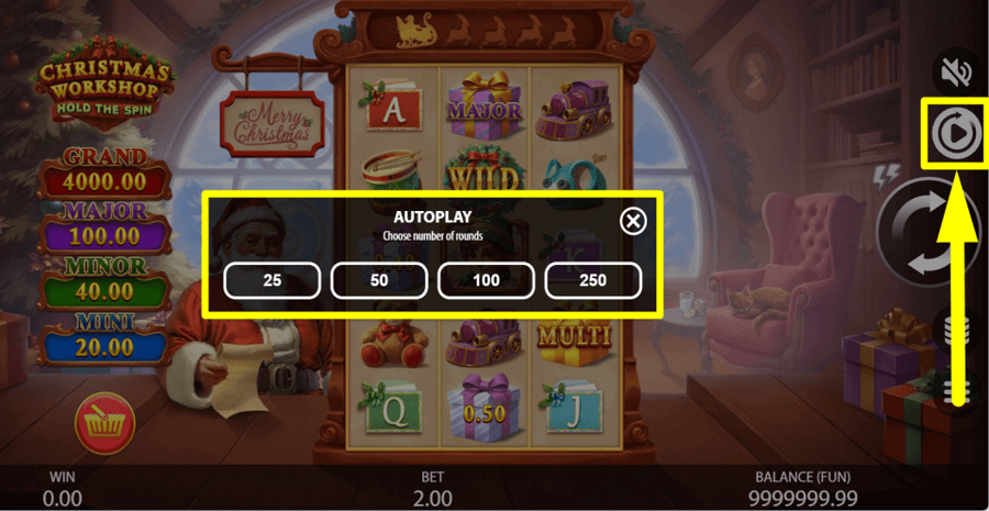 Christmas Workshop Hold The Spin Autoplay Feature