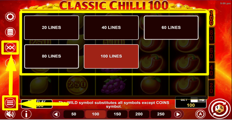 Classic Chilli 100 Adjustable Paylines