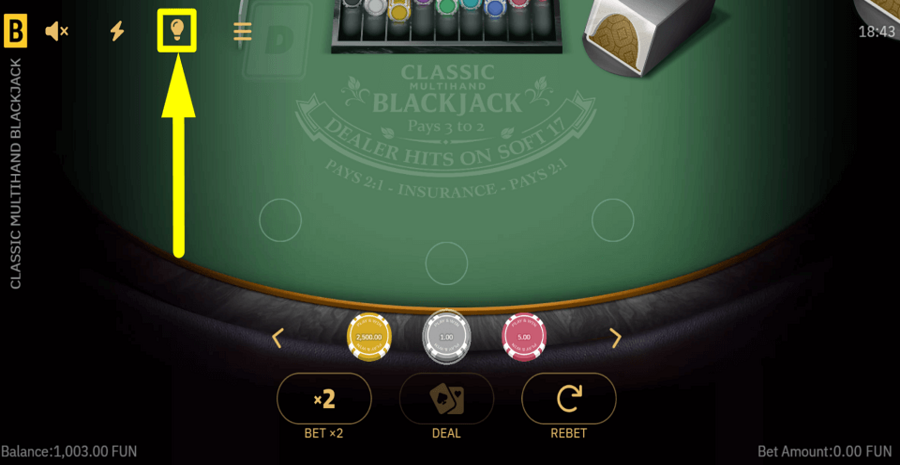 Classic Multihand Blackjack Tips Feature