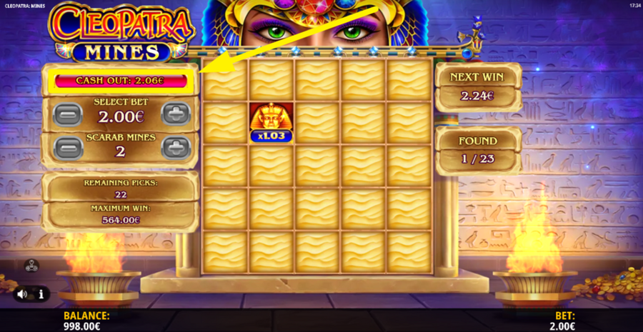 Cleopatra Mines Cashout