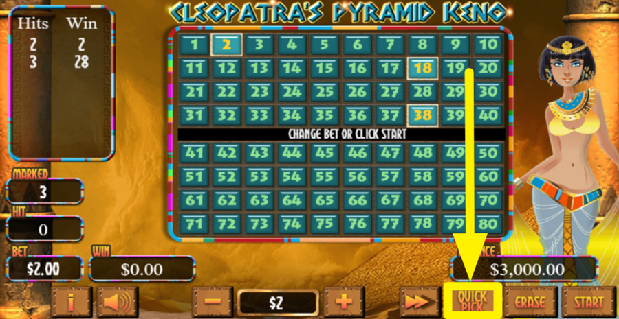 Cleopatras Pyramid Keno Quick Spin