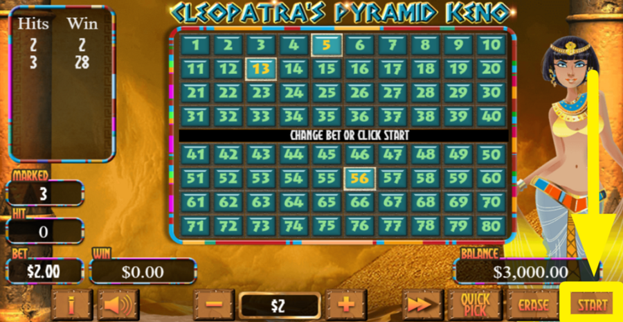Cleopatras Pyramid Keno Start