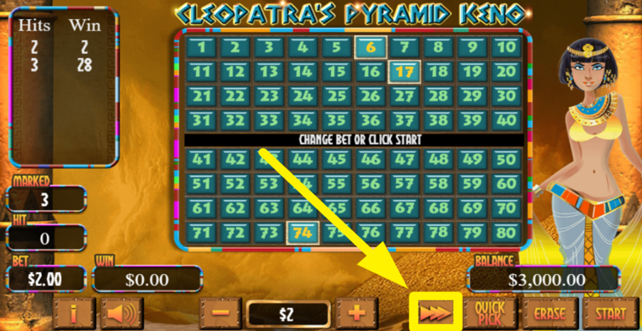 Cleopatras Pyramid Keno Turbo