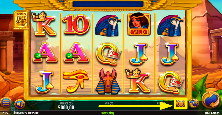 Cleopatras Treasure Adjust Bet