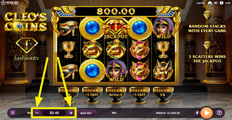 Cleos Coins Fashion Tv Adjust Bet