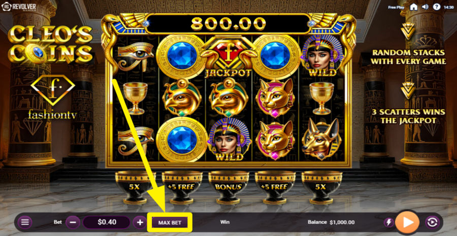Cleos Coins Fashion Tv Max Bet