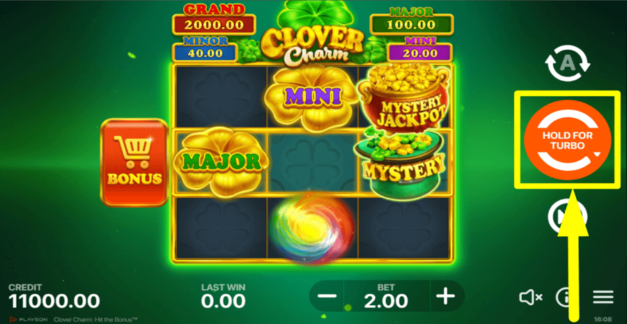 Clover Charm Hit The Bonus Spin Button