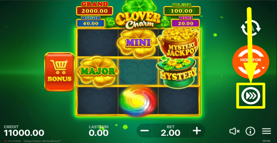 Clover Charm Hit The Bonus Turbo Feature