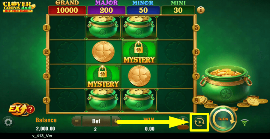 Clover Coins 4x4 Hit The Cash Autoplay Feature