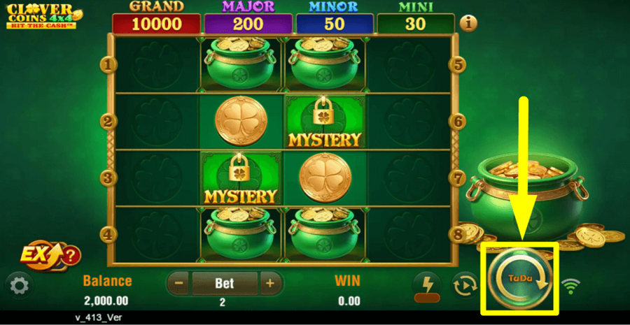 Clover Coins 4x4 Hit The Cash Spin Button